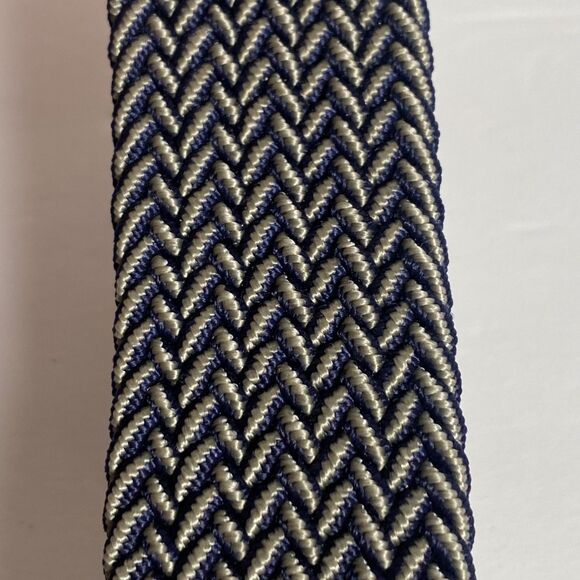 Tommy Bahama Leather Trim Woven Stretch Belt Blue Tan Braided Elastic Size S/M - Picture 6 of 9
